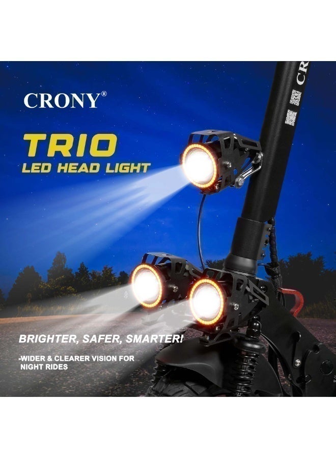 Crony T4 E-Scooter 2000W Motor, Max Speed 40-65km/h, 10"Off-Road Tires,48v/13ah Dual Suspension/Hydraulic Disc Brakes E-Bike, Triple Led Headlamps,  App-Connected Smart Lock,All-Terrain, Easy Foldable, Portable Commuter Electric Scooter For Adults & Kids, 25kg Aluminum Frame 120kg Load Skateboard, Urban Mobility tool，No Seat - Image 4